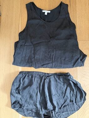 lunya Black Two-Piece Sleep Set - Tank & Shorts